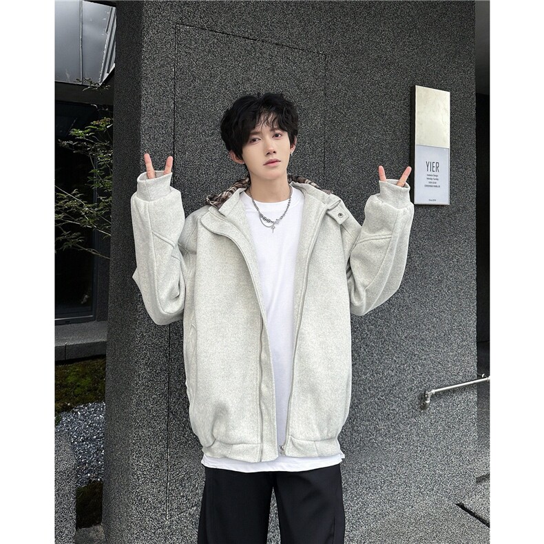 假两件格子连帽棉服男女同款复古街头拉链上衣外套WM8562,男装夹克,星座1116A-1（原606A）