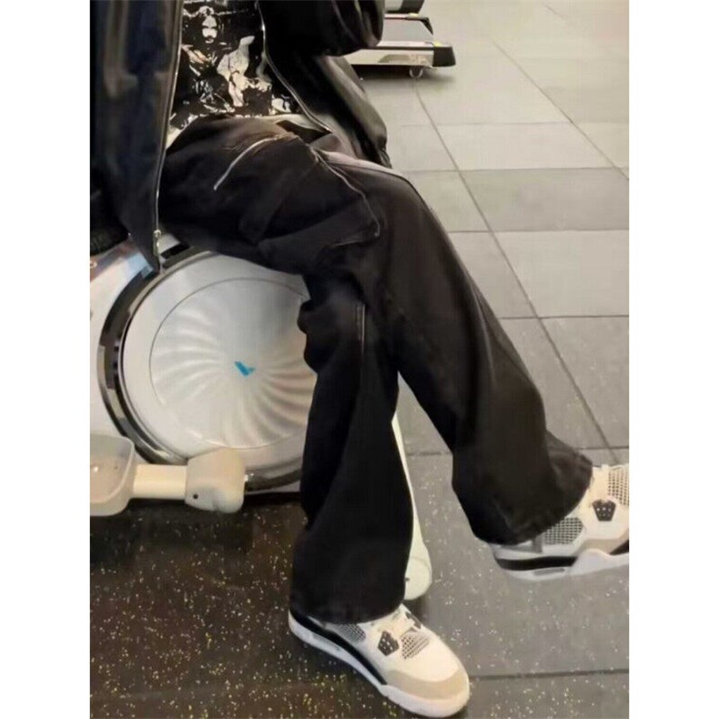 美式高街复古小众设计感工装春秋季水洗直筒宽松休闲牛仔裤男款潮,男装牛仔裤,星座506A