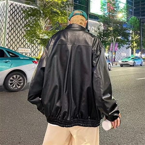 皮衣外套男高级感痞帅PU皮夹克美式复古机车服穿搭PY143 P78图片