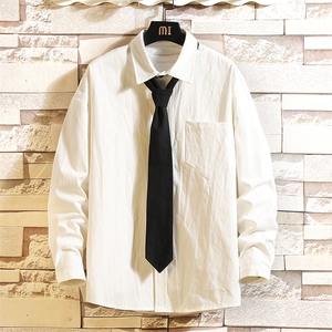 LC42099-P45 痞帅领带长袖衬衫男士大码dk制服男jk衬衣男图片