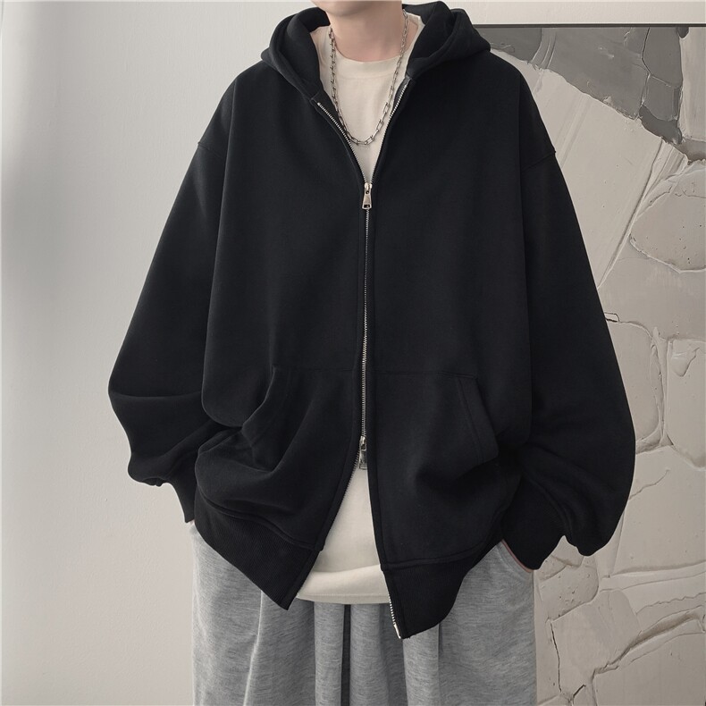 现货！WY827-尺码S-4XL-特P43-420g重磅纯色连帽卫衣宽松拉链外套，女装短外套，星座1811B