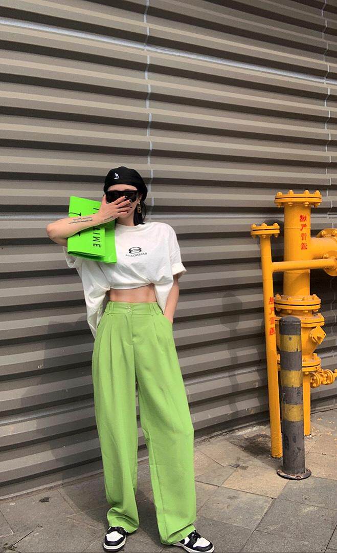 后腰松紧西装裤，女装休闲裤，酒酿丸子