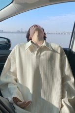 老钱风麦穗纹POLO衫男春秋潮流痞帅长袖T恤美式高街宽松百搭上衣，男装T恤，电商A001-1