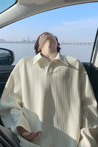 老钱风麦穗纹POLO衫男春秋潮流痞帅长袖T恤美式高街宽松百搭上衣图片