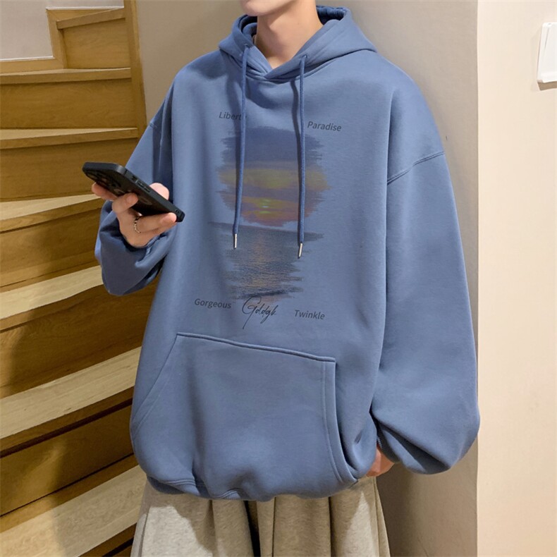 已注册/秋冬内景港风宽松连帽卫衣男落肩外套WY00198/P45加绒P50,女装短外套,电商B316