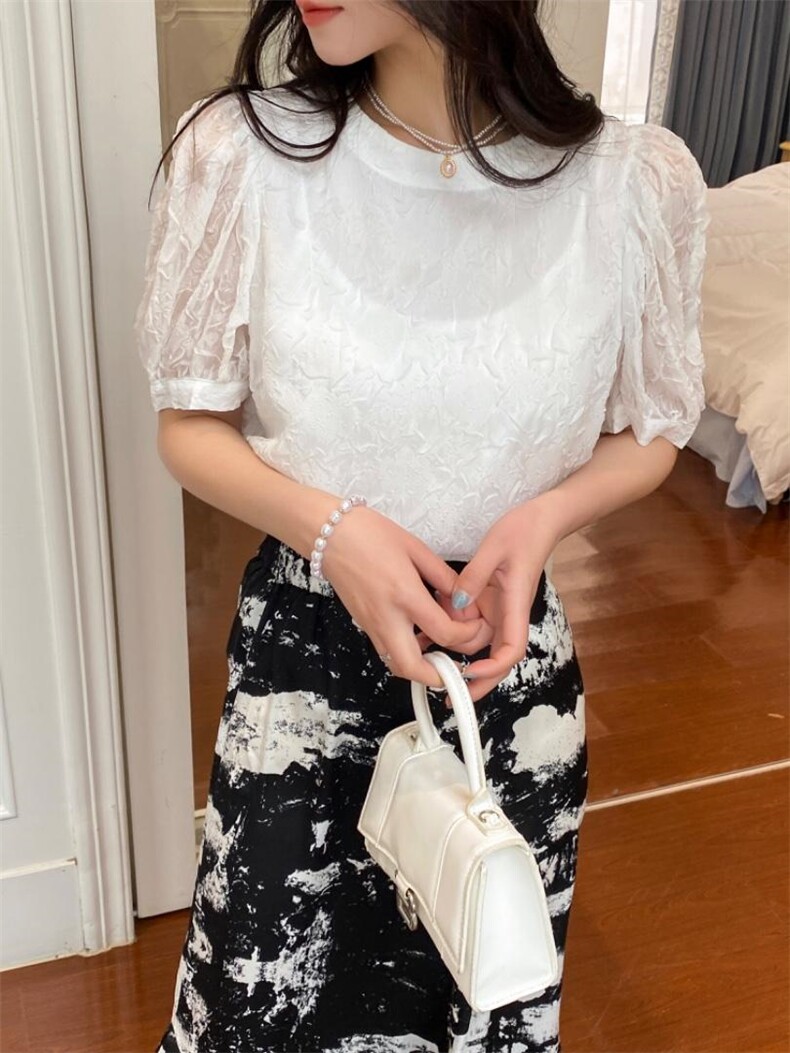 提花小衫?下鱼尾长半裙，女装半身裙，YCJ