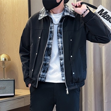 加棉加厚假二件夹克时尚店主小伙风冬季外套男JK2589加棉P90控148，男装夹克，星座301B-1