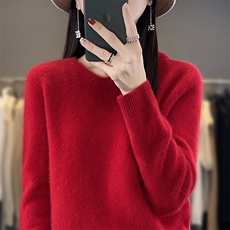 v领新款针织女长袖纯色简约百搭宽松套头连帽，女装针织衫/毛衣，戎洋