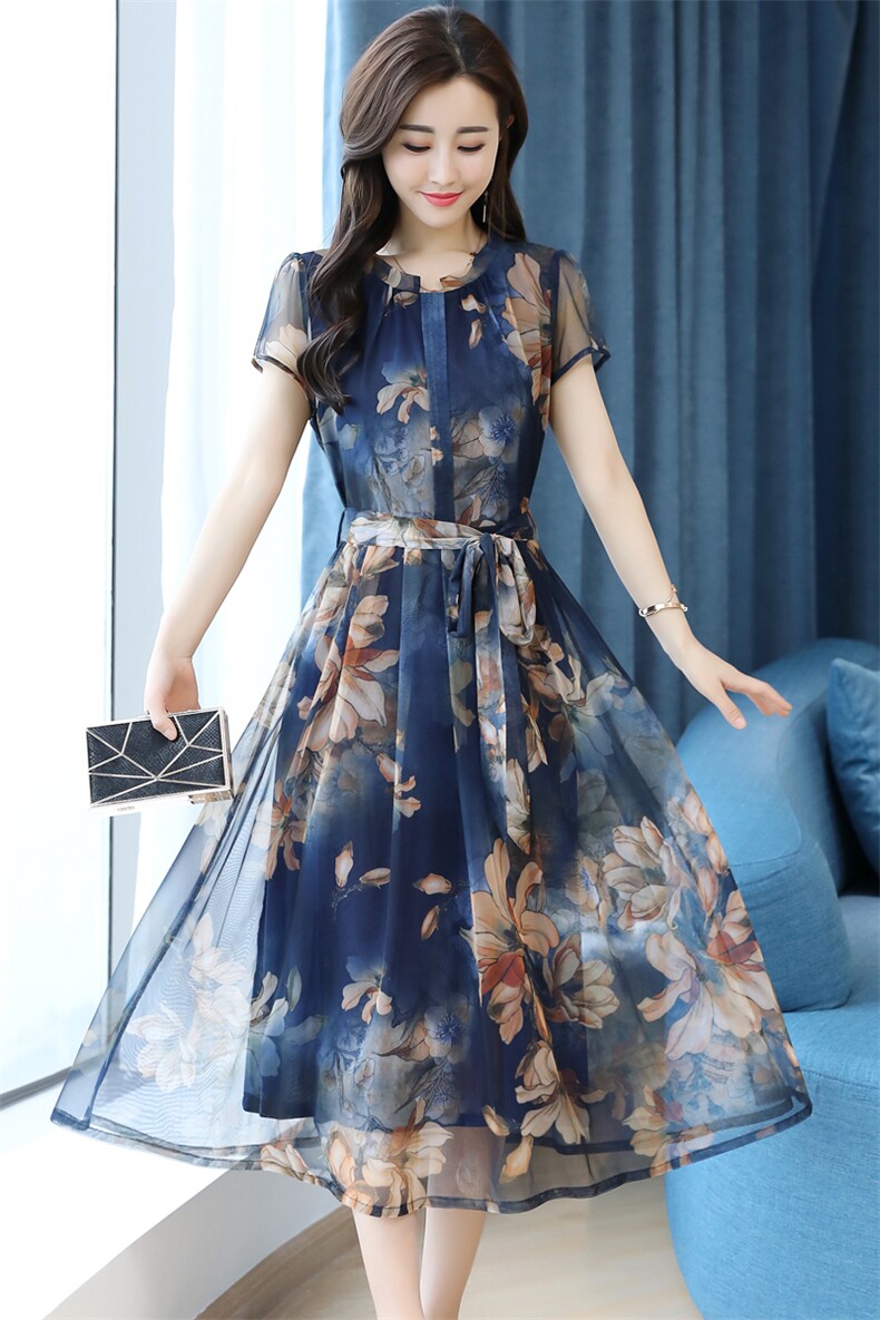 高端大牌重磅真丝连衣裙2025新款女夏贵夫人中年妈妈桑蚕丝裙子女,女装连衣裙,潮流依族