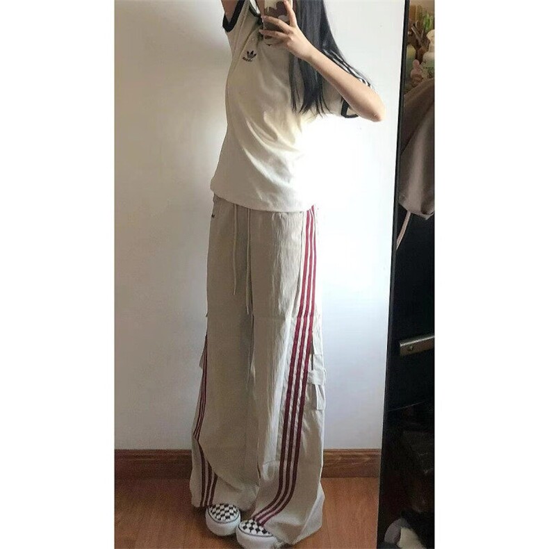 DUL137-P45美式条纹工装裤男女夏季潮牌速干户外休闲裤-网图现货图片