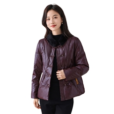 皮衣羽绒服女2025年洋气百搭时尚妈妈装冬季大码宽松白鸭绒外套，女装羽绒服，蓝朵琳