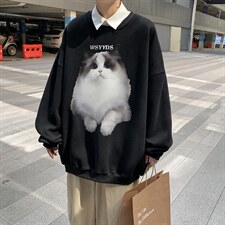 复古宽松情侣百搭休闲上衣外套秋季连帽套头卫衣男W5351-P28，男装卫衣，星座512-2