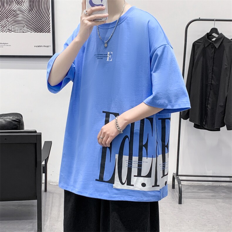 夏装纯棉时尚印花短袖T恤2024新款圆领半袖男女1588-P38控价58,男装T恤,电商A441-1