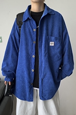 秋装港风宽松长袖衬衫灯芯绒学生高级感外套慵懒风中性H202/P45，男装衬衫，钱塘713