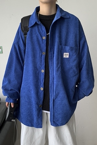 秋装港风宽松长袖衬衫灯芯绒学生高级感外套慵懒风中性 H202/P45图片