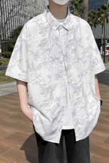精品花衬衫大码男短袖夏季痞帅休闲上衣服外套翻领衬衣A012/P35，男装衬衫，电商A012