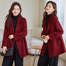 现货双面呢羊绒大衣，女装羊绒大衣，韩派