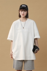 T131/P30中性风麂皮绒短袖t恤男美式重磅钢印oversize半袖体恤，女装T恤，电商基地A050