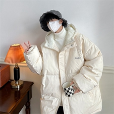 MY6139/P110冬季港风连帽刺绣羊羔毛棉衣男女大码面包服棉袄外套，男装棉衣，电商A141