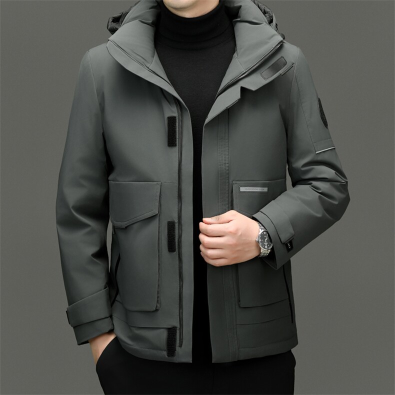 XL-R89616新款冬季男士白鸭绒羽绒服连帽保暖外套修身风衣大衣，男装风衣，电商B360