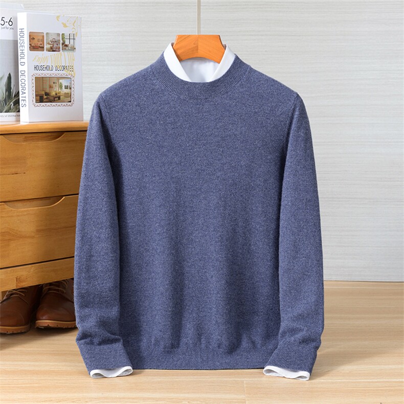 圆领羊绒衫男羊绒打底衫外套羊毛衫毛衣男秋冬季高端针织衫上衣，男装羊绒开衫，美创羊绒