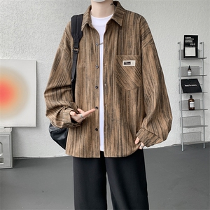 衬衫男春季新款港风宽松大码灯芯绒扎染长袖衬衣CS3097-P42图片