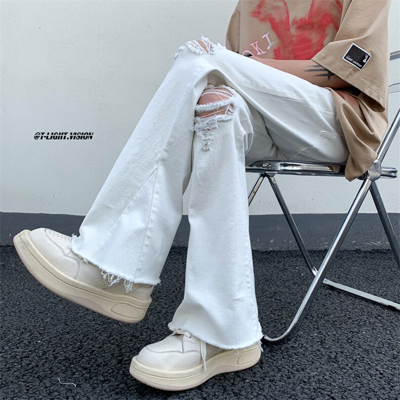 B221美式ins高街暗黑小众微喇破洞弹力牛仔裤LK23089-P65控88,男装牛仔裤,电商B221
