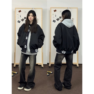 美式高街提花飞行员夹克外套男款春秋季潮牌高级感棒球服JKP20图片