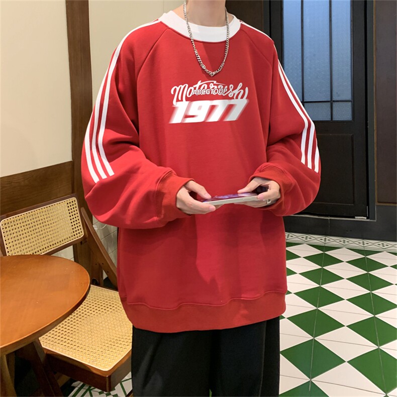 美式三杠条纹复圆领卫衣秋冬男女宽松长袖SW2449-P45控6850棉,男装卫衣,电商B370