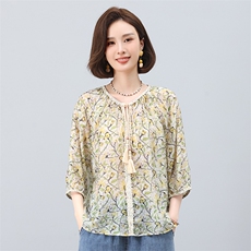 【TA】甜美浪漫气质洋气百搭小衫2025夏新款专柜撤柜品牌女装，女装衬衫，叶笙衣
