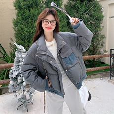短款灰色羽绒服女2025冬季新款泡芙保暖巨好看面包服90白鸭绒外套，女装羽绒服，2C159