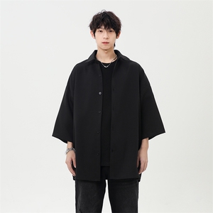 港风网红凉感中式翻领短袖冰丝衬衫男女XZ213-CS8804-P45控58图片