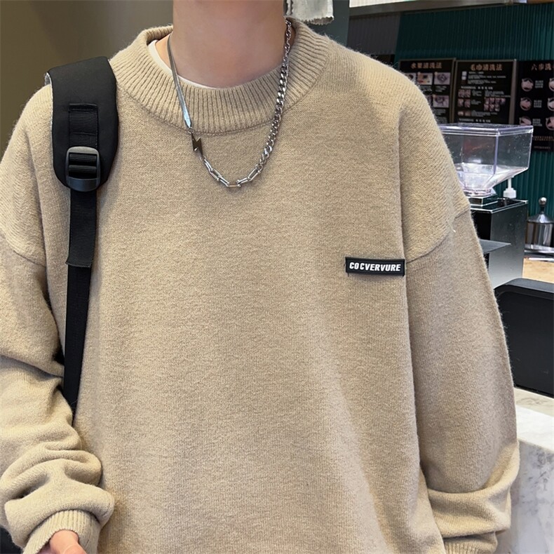 B150-P402023圆领毛衣男秋冬季日系复古慵懒风针织衫外套,男装针织衫/毛衣,星座512-6