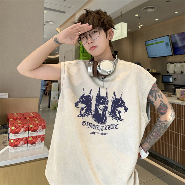 麂皮绒背心坎肩男T恤美式港风潮JB425-特P19控38,男装背心/马甲,电商B370