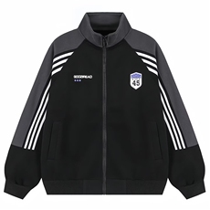 W10649-P48网图现货美式撞色开衫外套三条杠字母印花卫衣，女装短外套，星座1608