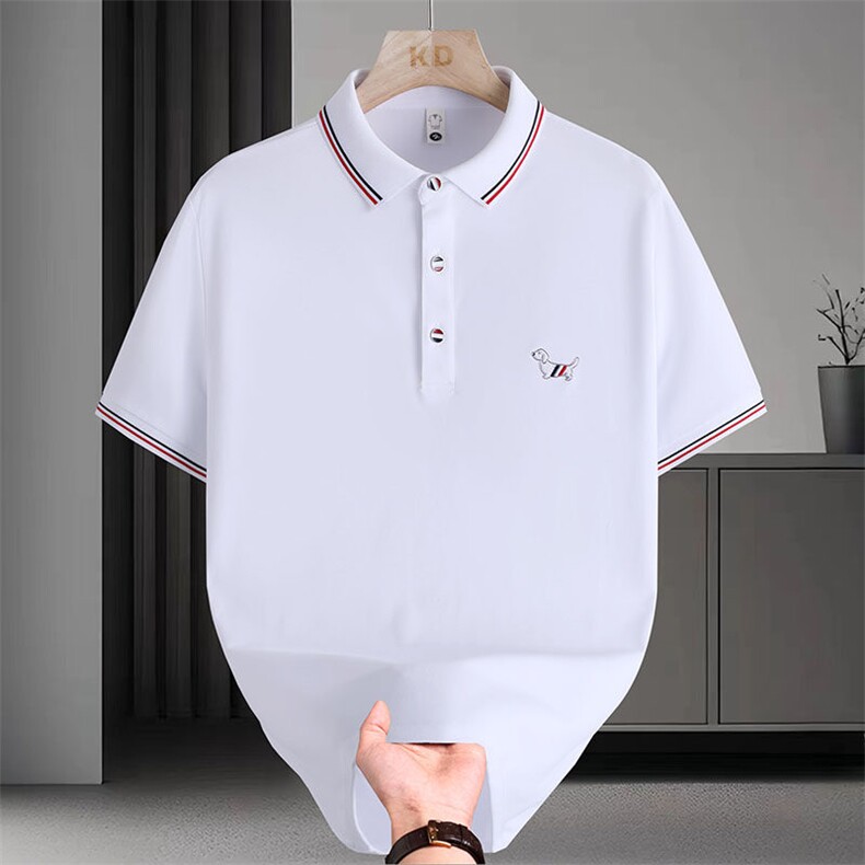 抖音直播男士商务休闲简约百搭刺绣翻领POLO衫短袖T恤2536P35，男装Polo衫，电商B226-2（原B217-2）