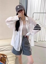 夏季新款洋气欧货4条杠显瘦衬衫防晒衣，女装衬衫，L·H·X