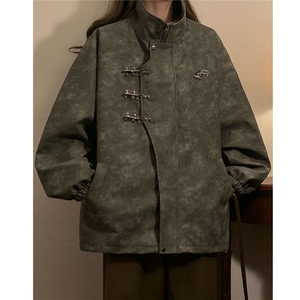 1中性美式飞机扣可拆卸胸针PU皮大码M-5XL夹克男JK77768P105控148图片