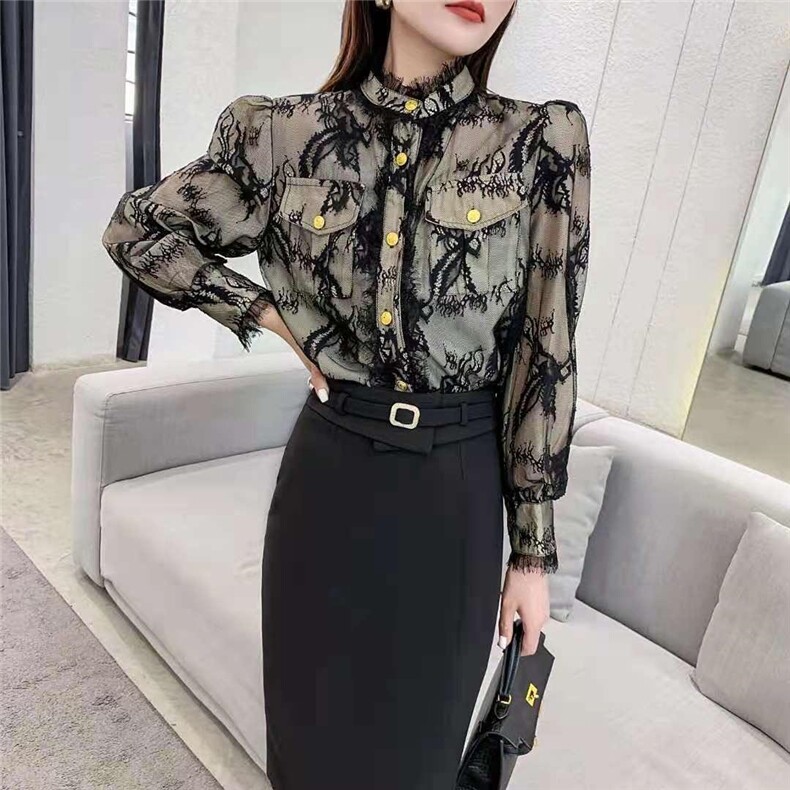 蕾丝上衣搭配修身包裙，女装，M&G