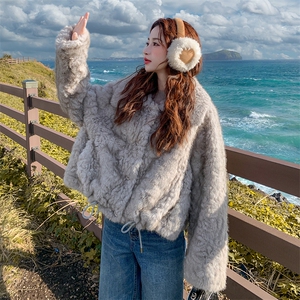 小个子皮毛一体毛毛外套女秋冬季2025新款环保皮草仿水貂毛上衣潮图片