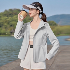 时尚连帽四面弹防晒衣女2025夏季新款修身轻薄速干透气防晒服外套，女装防晒衣，悦祺