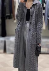 时尚保暖女士长款开衫毛衣优雅显瘦抗风针织衫，女装针织衫/毛衣，聚奥羊绒