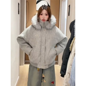 网图现货 美式宽松大毛领呢子夹棉加厚棉服MY2259/特P105图片