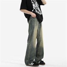 C315-G3022现货高质量高街复古重工洗水猫须马骝牛仔裤(P65限89)2，男装牛仔裤，电商C315