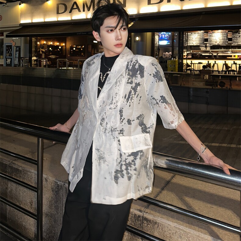 （）花纹镂空西装外套女薄款夏季防晒提花西服5086-P78,男装西服,星座910-5