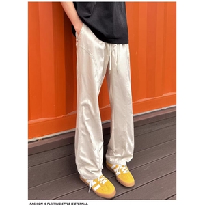 1506/QA040/P36微喇休闲裤男生美式弯刀宽松直筒高街青少年运动裤图片