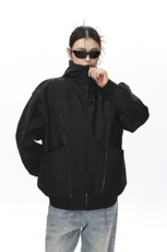 可二开拉链装饰解构大码M-5XL夹克女聚酯纤维JK78092P69控108，男装夹克，星座227-7