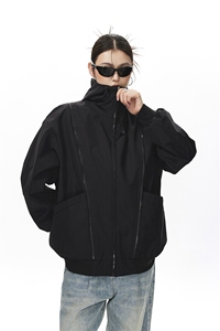 可二开拉链装饰解构大码M-5XL夹克女聚酯纤维JK78092P69控108图片