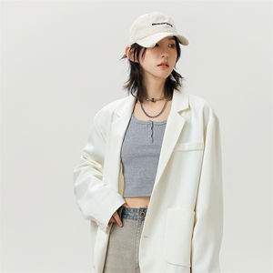 休闲情侣西装外套韩系氛围感穿搭高街英伦雅痞西服 A436-2516-P80图片