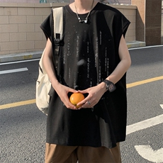 夏季外景新款休闲运动背心男潮牌宽松大码坎肩无袖T恤BX00486/P25，男装T恤，电商B316